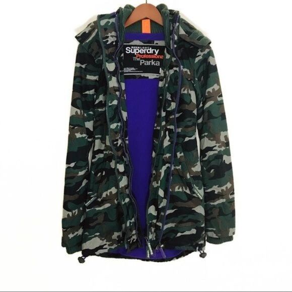 Superdry Jackets & Blazers - SUPERDRY Camo Print Faux Fur Professional The Parka Hooded Jacket Size XS
